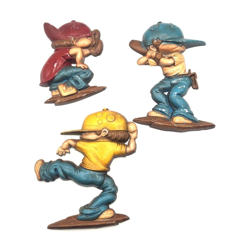 Sexton USA Baseball Kids Vintage 1979 Cast Aluminum Set Of 3 Sports See all Pics